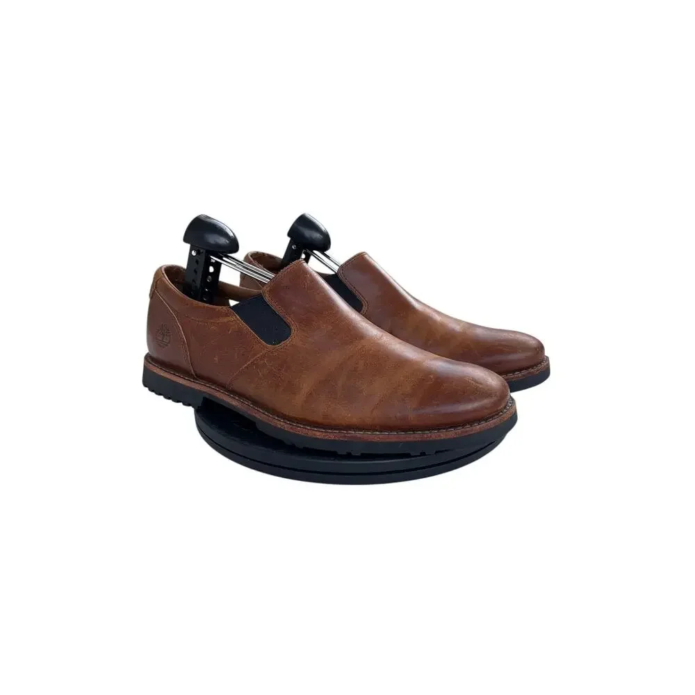 Timberland Brook Park Mirrorfit A1LJF Brown Leather Slip On Shoes Mens Size 7